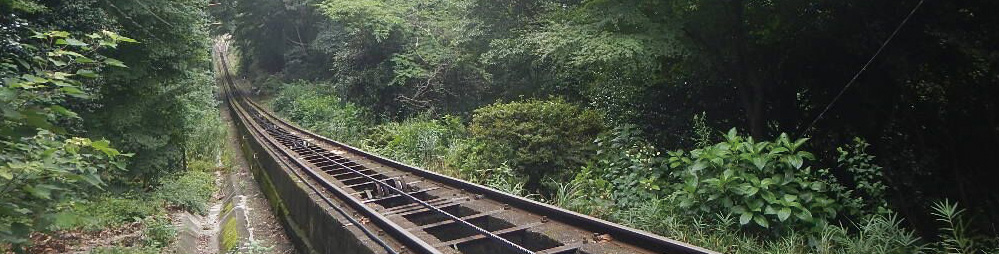 【摩耶ケーブル駅から線路長の3／4地点付近からの見下げ】